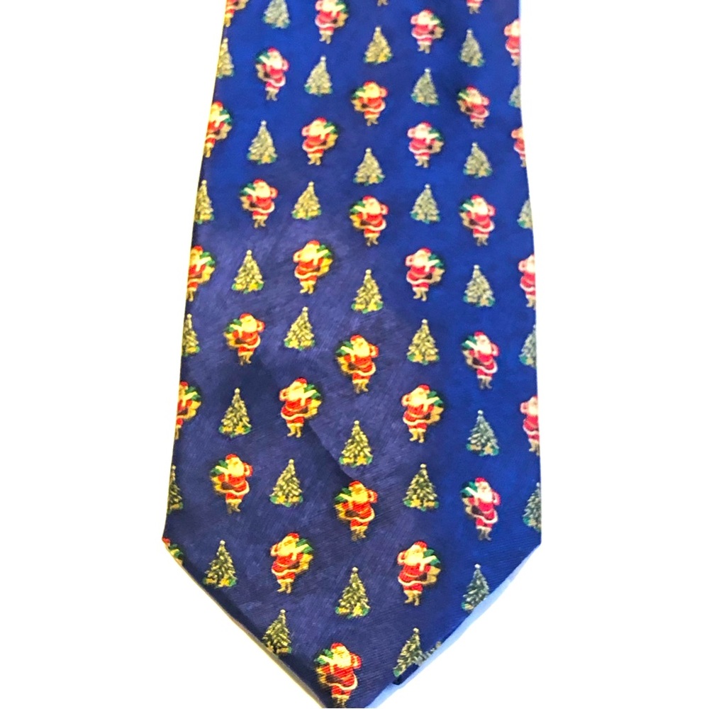 JoS. A. Bank “Here Comes Santa Claus” The Miracle Collection Silk Tie Blue
